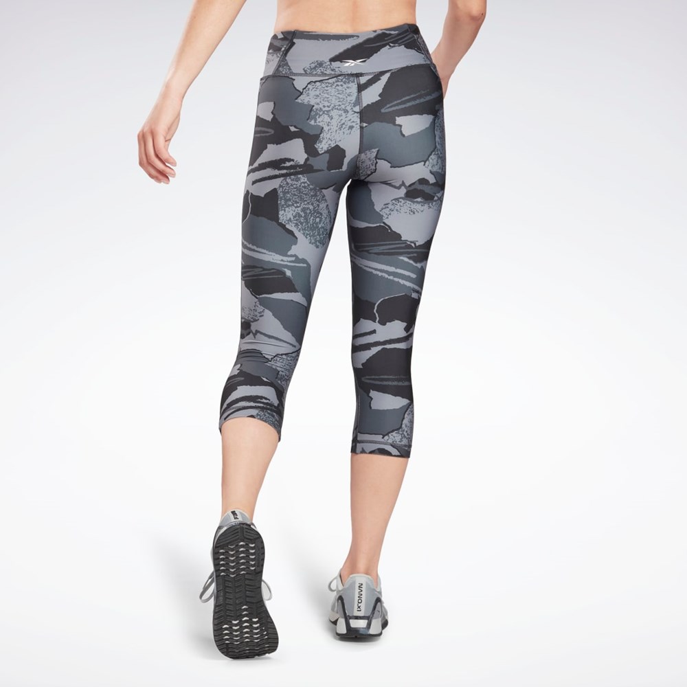 Night Black Reebok Workout Ready Printed Capri | H65618