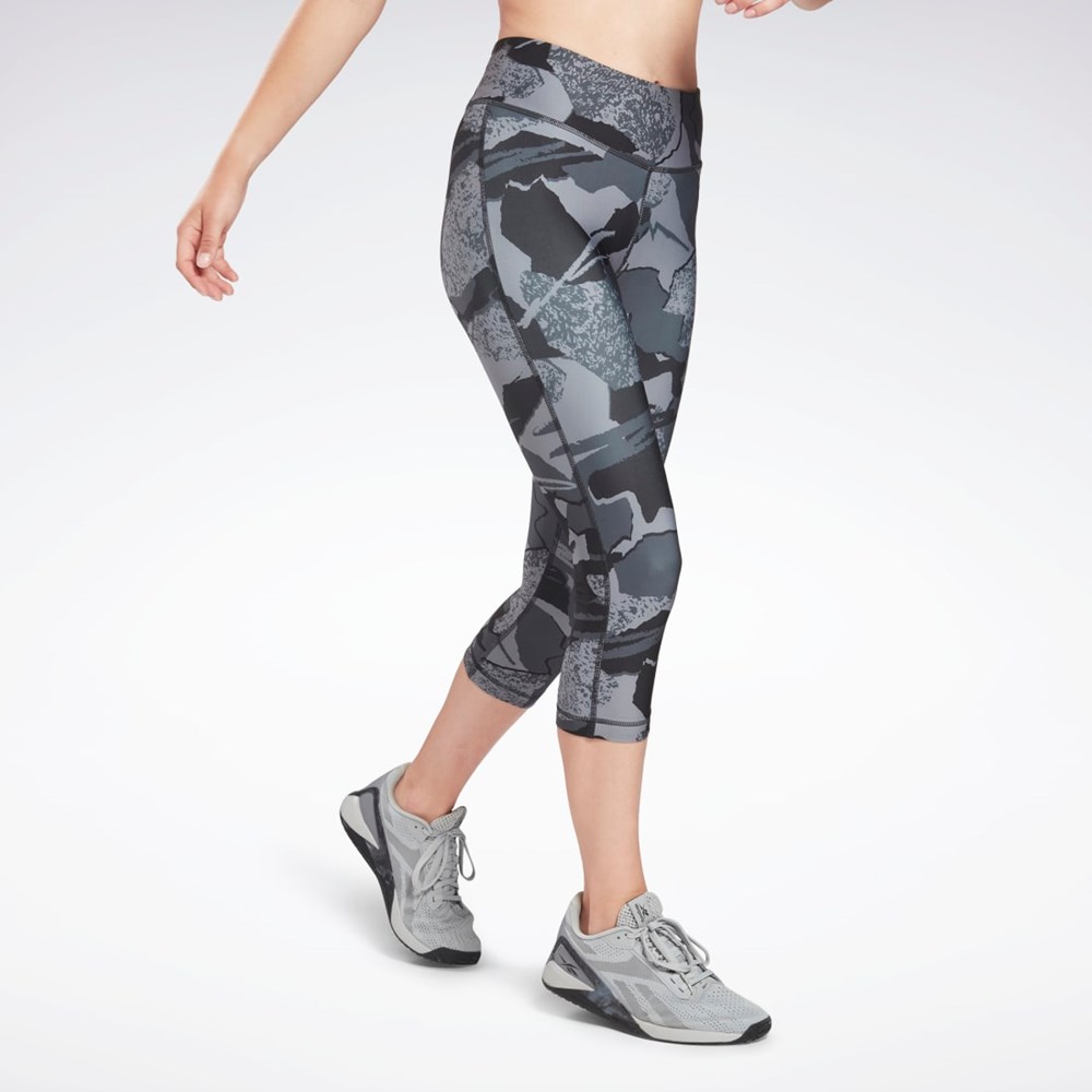Night Black Reebok Workout Ready Printed Capri | H65618
