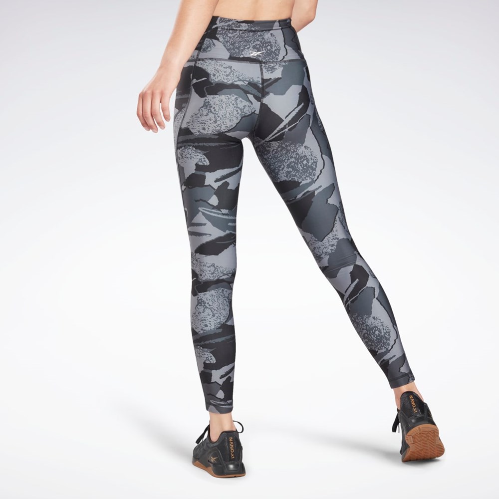 Night Black Reebok Workout Ready Printed Leggings | H65626