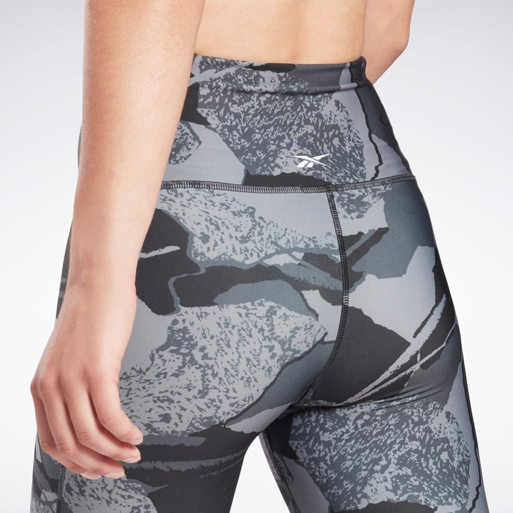 Night Black Reebok Workout Ready Printed Leggings | H65626