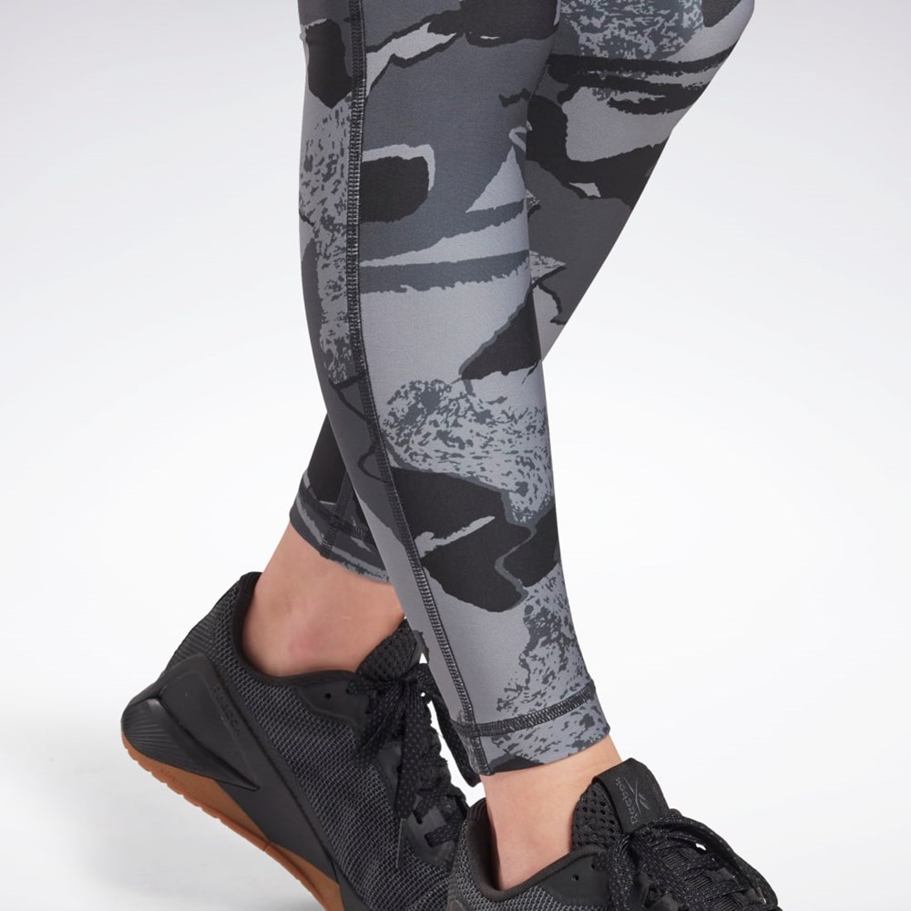 Night Black Reebok Workout Ready Printed Leggings | H65626