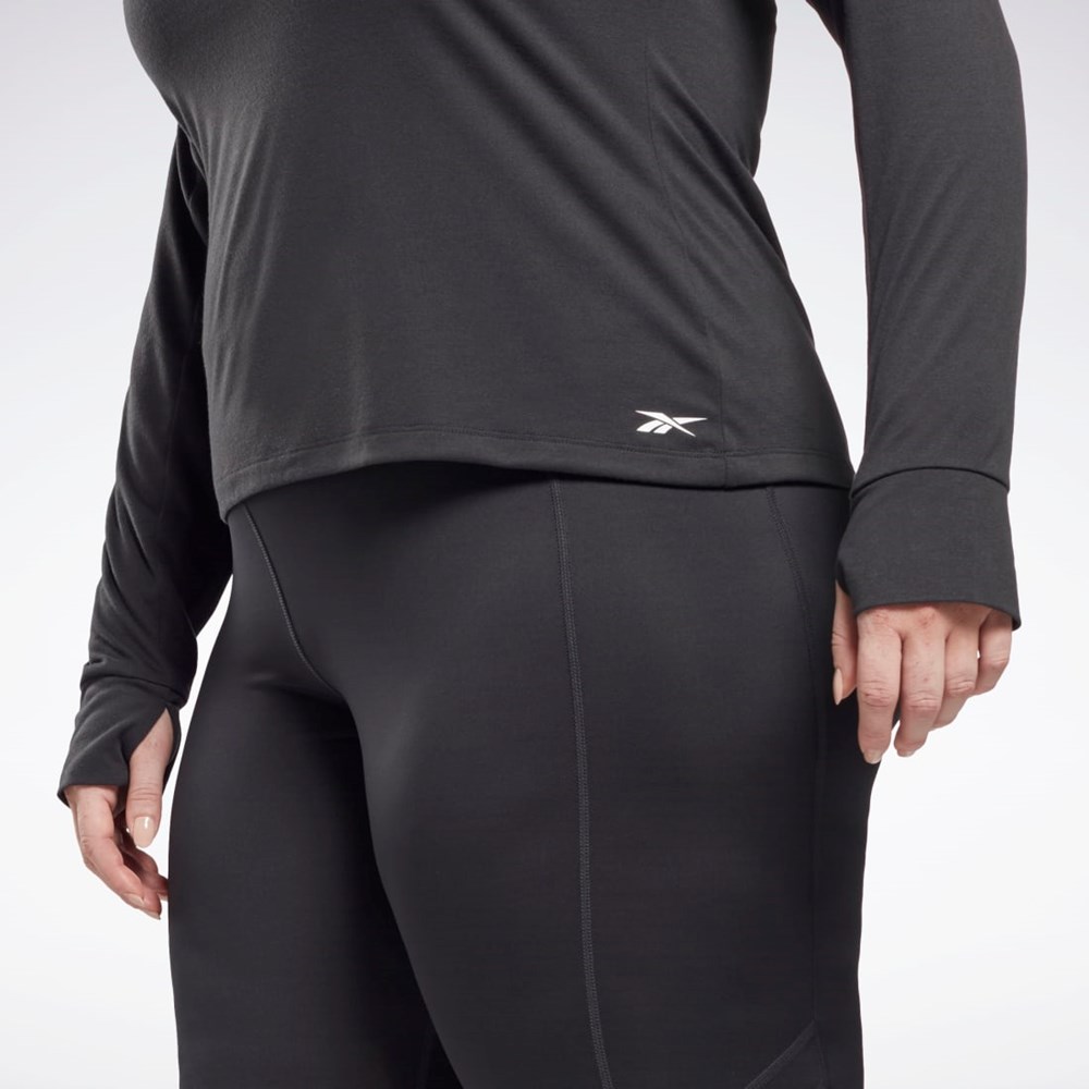 Night Black Reebok Workout Ready Supremium Long Sleeve T-Shirt (Plus Size) | HB6397