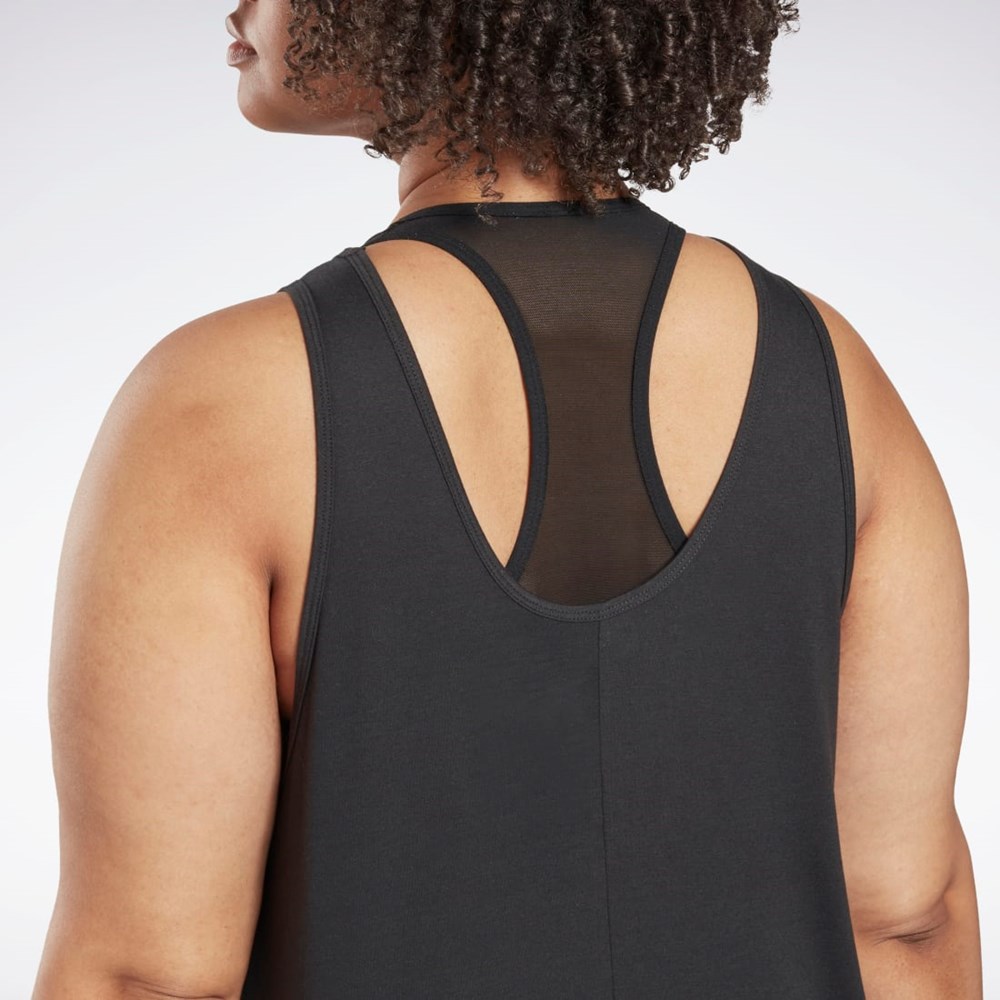 Night Black Reebok Workout Ready Supremium Graphic Tank Top (Plus Size) | HN4358