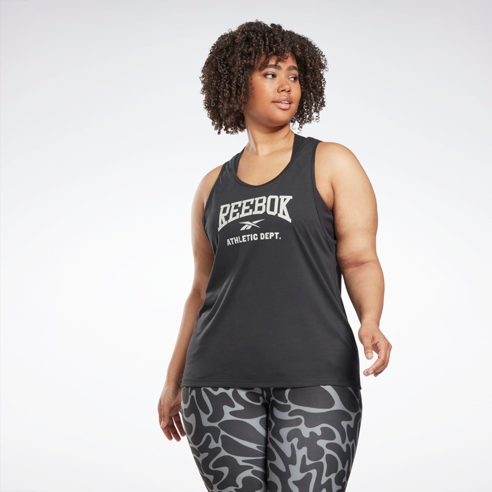 Night Black Reebok Workout Ready Supremium Graphic Tank Top (Plus Size) | HN4358