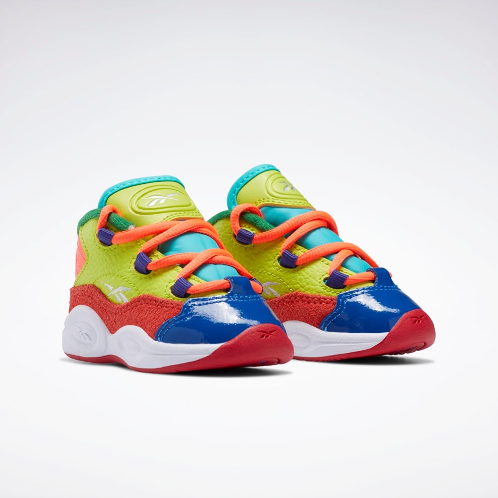 Orange Flare / Acid Yellow / Bold Purple Reebok Question Mid Shoes - Toddler | HP3017