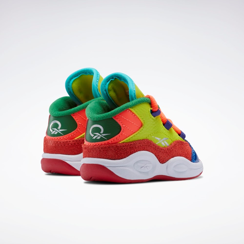 Orange Flare / Acid Yellow / Bold Purple Reebok Question Mid Shoes - Toddler | HP3017