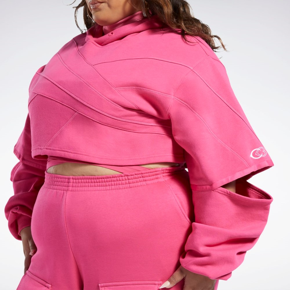 Pink Fusion / Pink Fusion Reebok Cardi B Knit Hoodie (Plus Size) | HS4306