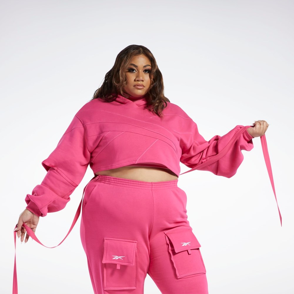Pink Fusion / Pink Fusion Reebok Cardi B Knit Hoodie (Plus Size) | HS4306