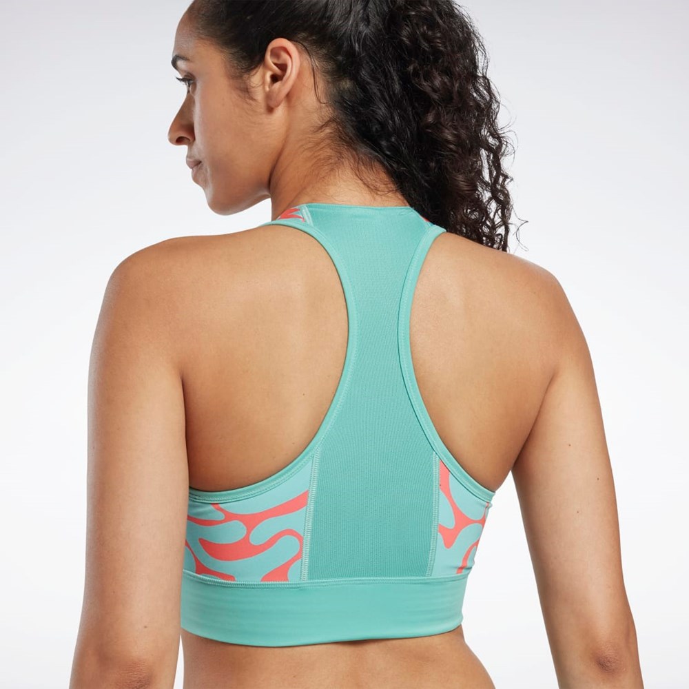 Semi Classic Teal Reebok Running Printed Sports Bra | HK4761