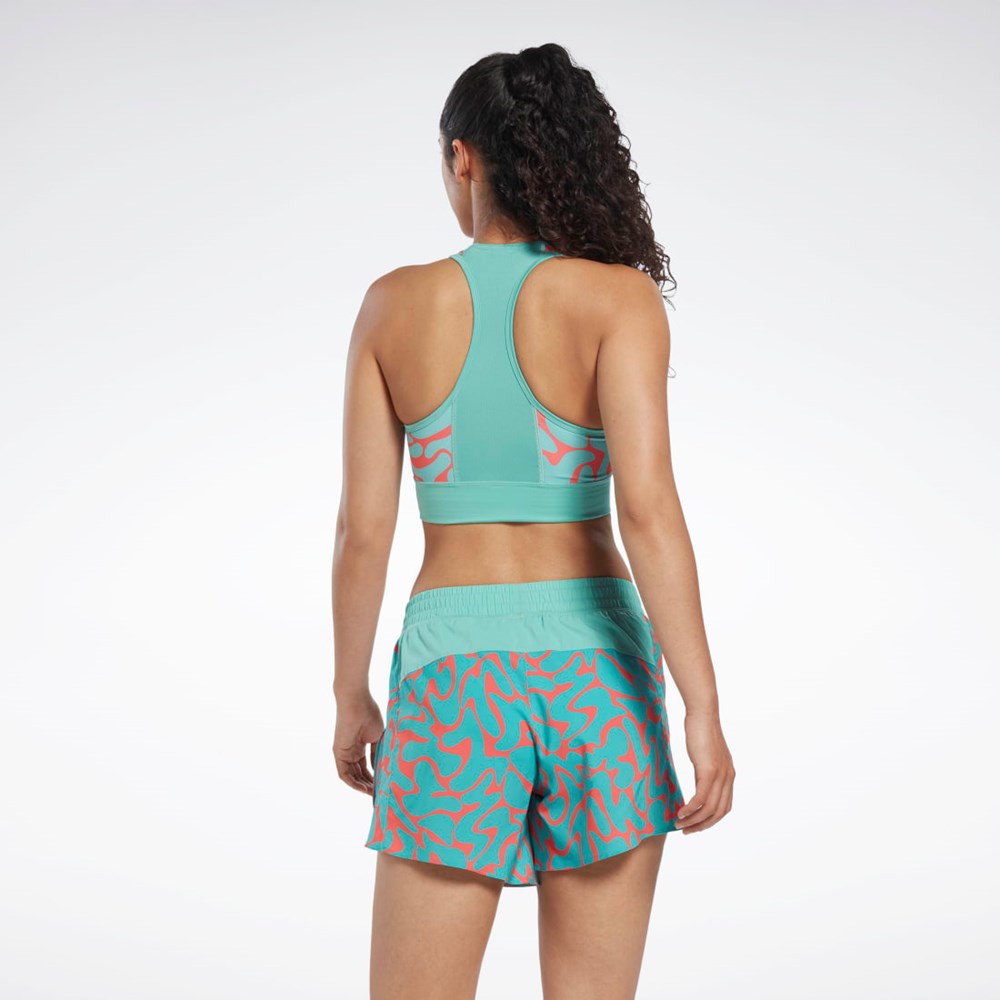 Semi Classic Teal Reebok Running Printed Sports Bra | HK4761