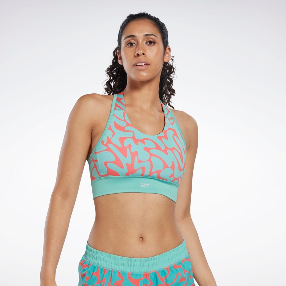 Semi Classic Teal Reebok Running Printed Sports Bra | HK4761