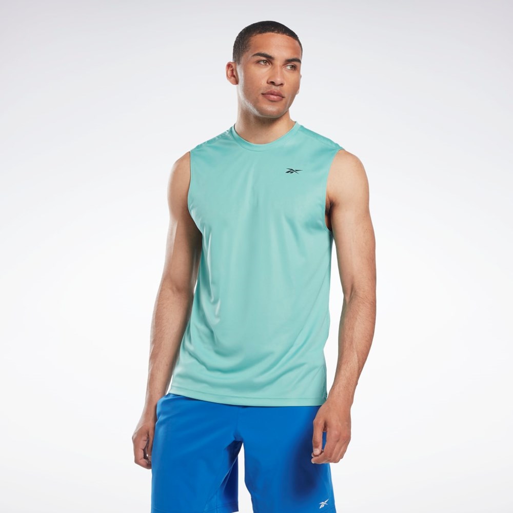 Semi Classic Teal Reebok Workout Ready Sleeveless Tech T-Shirt | HI3939