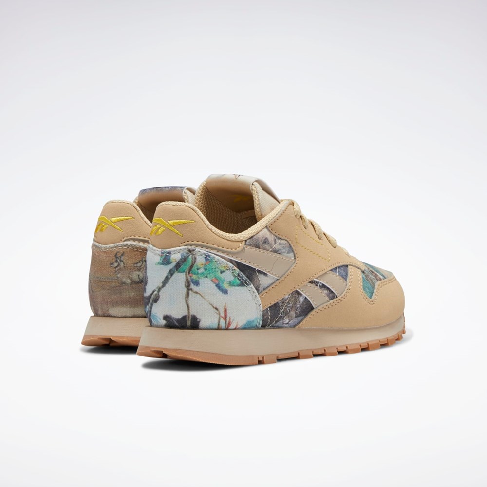 Utility Beige / Parchment / Soft Camel Reebok National Geographic Classics Leather Shoes - Preschool | GY2060