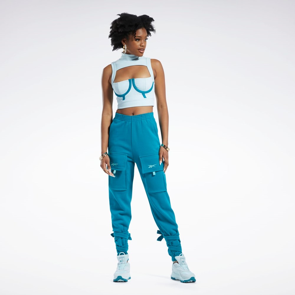 Whisper Blue / Seaport Teal Reebok Cardi B Crop Top | HS4312