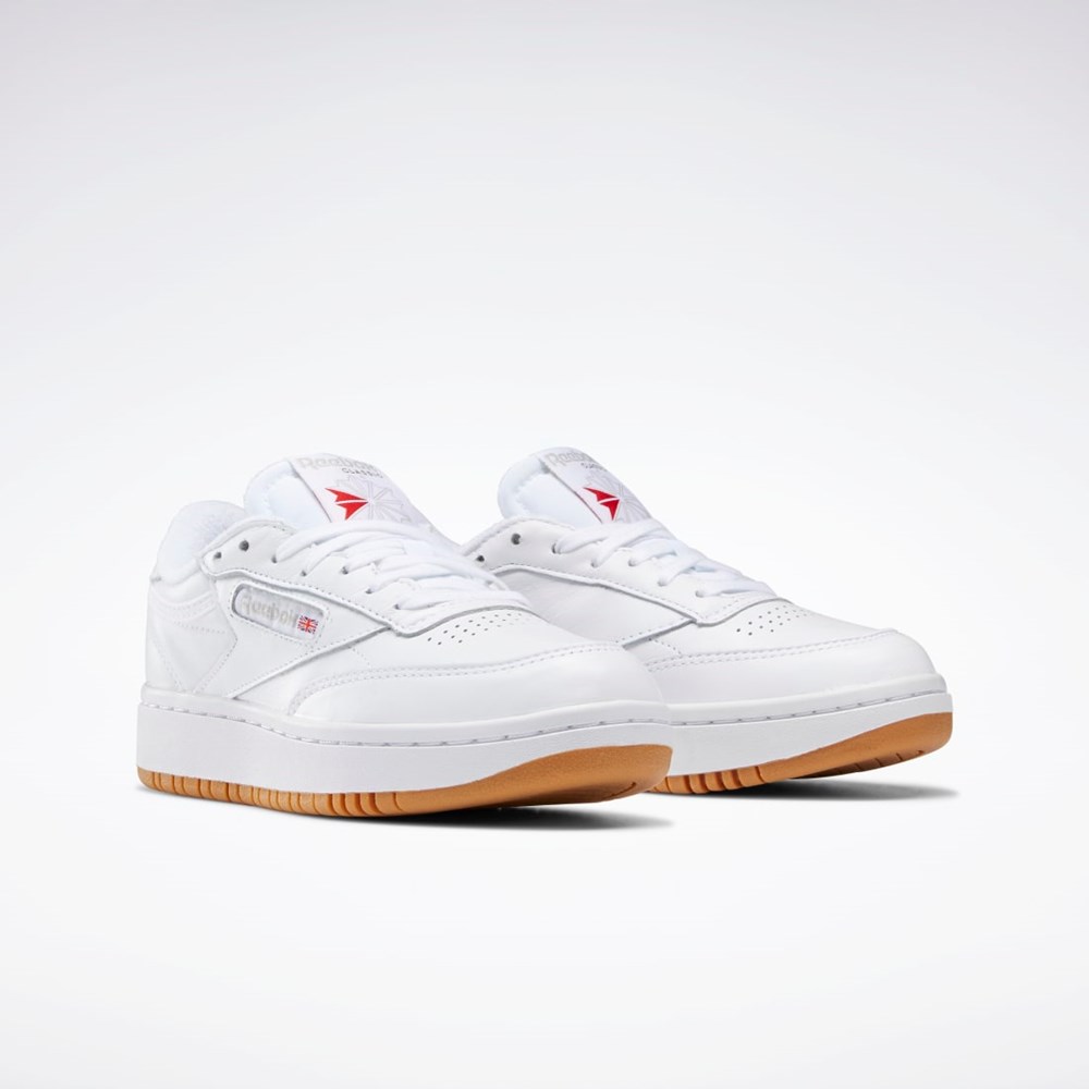 White / Reebok Rubber Gum-07 / White Reebok Club C Double Shoes | FV5658