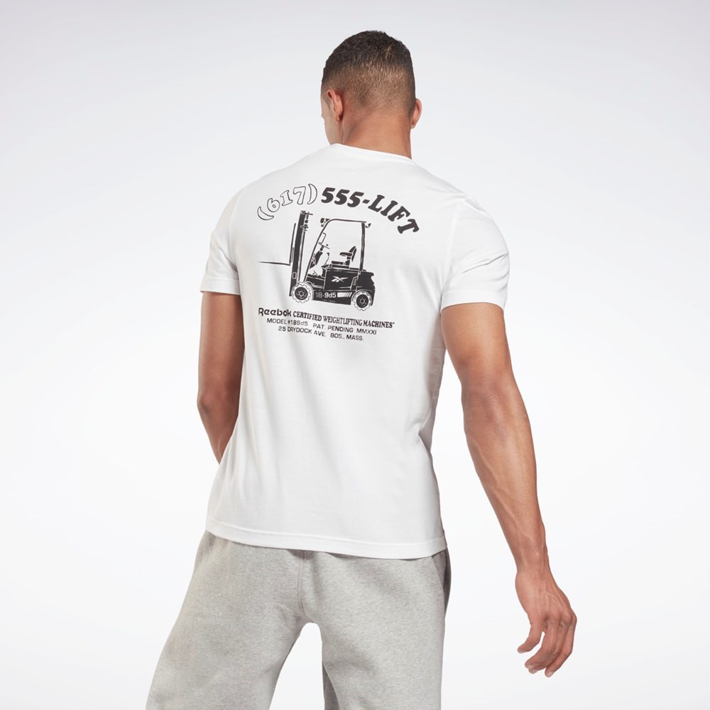 White Reebok Weightlifting Novelty Graphic T-Shirt | GS4224
