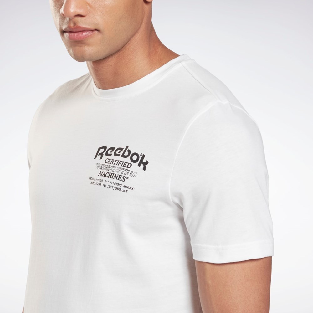 White Reebok Weightlifting Novelty Graphic T-Shirt | GS4224