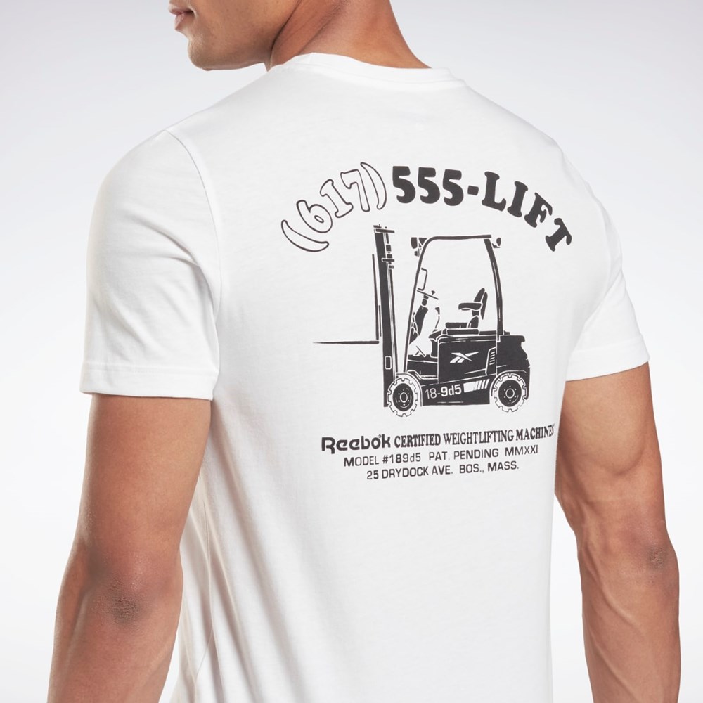 White Reebok Weightlifting Novelty Graphic T-Shirt | GS4224