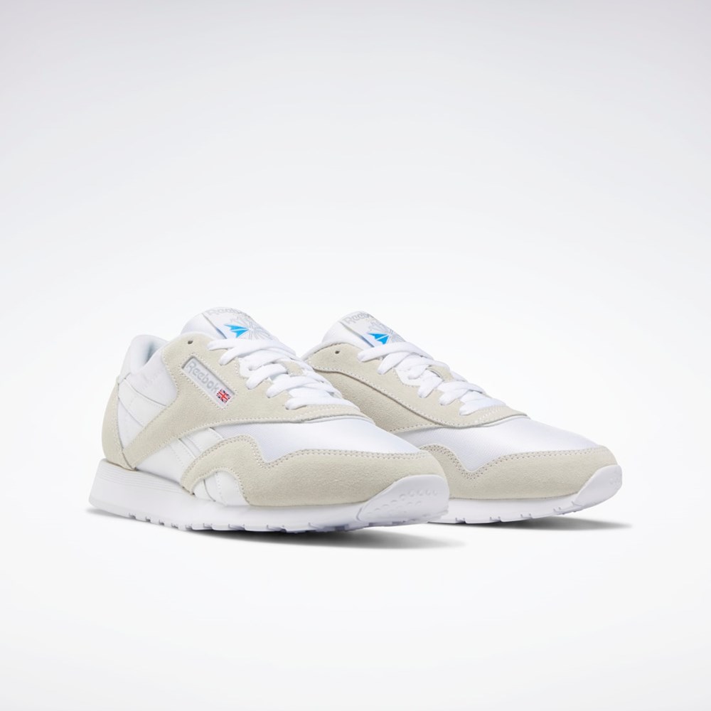 White / White / Light Grey Reebok Classic Nylon Shoes | FV1593