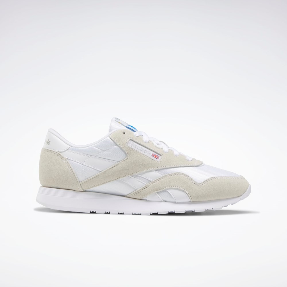 White / White / Light Grey Reebok Classic Nylon Shoes | FV1593