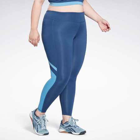 Batik Blue Reebok Workout Ready Mesh Leggings (Plus Size) | H62544