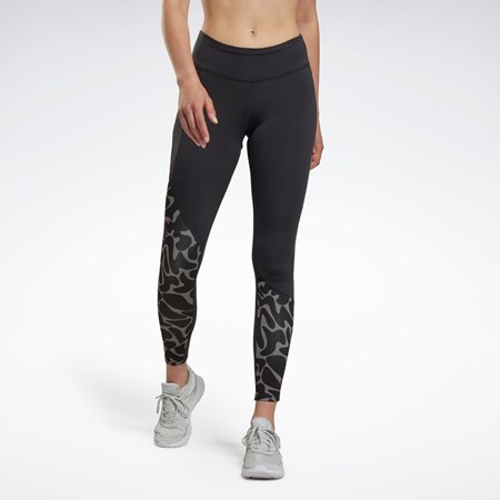 Black Reebok Running Printed Leggings | HI6885
