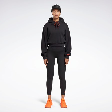 Black Reebok Victoria Beckham Crop Logo Hoodie | HM9261