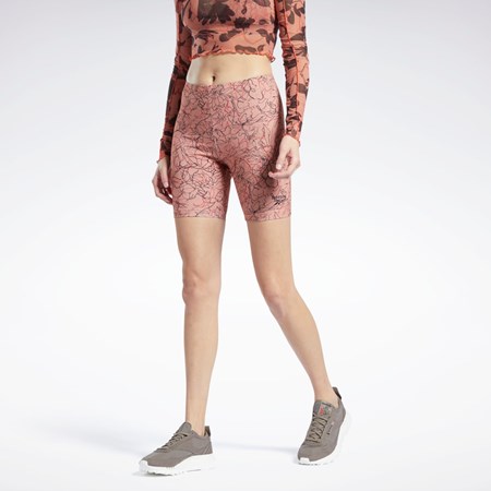 Canyon Coral Reebok Classics Contour Floral Print Legging Shorts | H62590