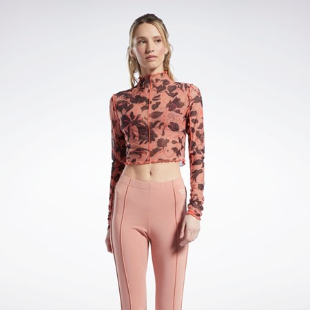 Canyon Coral Reebok Reebok Classics Flourishing Floral Print Mesh Long Sleeve Shirt | H62589