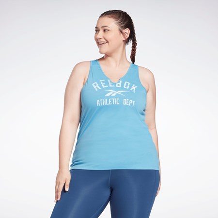 Essential Blue Reebok Workout Ready Supremium Big Logo Tank Top (Plus Size) | H62516