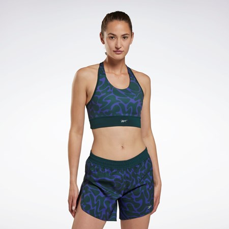 Forest Green Reebok Running Printed Sports Bra | HK4760