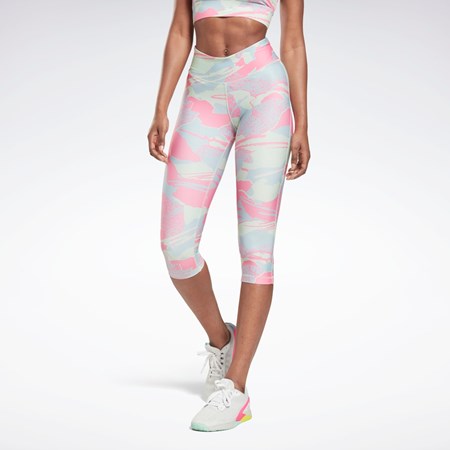 Light Sage Reebok Workout Ready Printed Capri | H65625