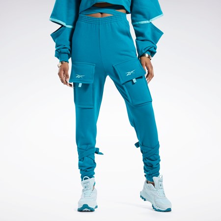 Seaport Teal Reebok Cardi B Knit Pants | HH9143