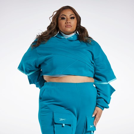 Seaport Teal / Seaport Teal Reebok Cardi B Knit Hoodie (Plus Size) | HS4305