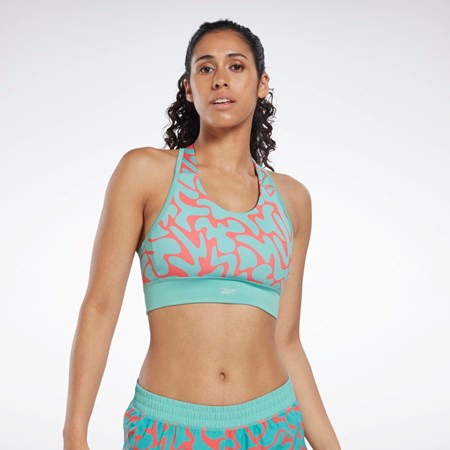 Semi Classic Teal Reebok Running Printed Sports Bra | HK4761