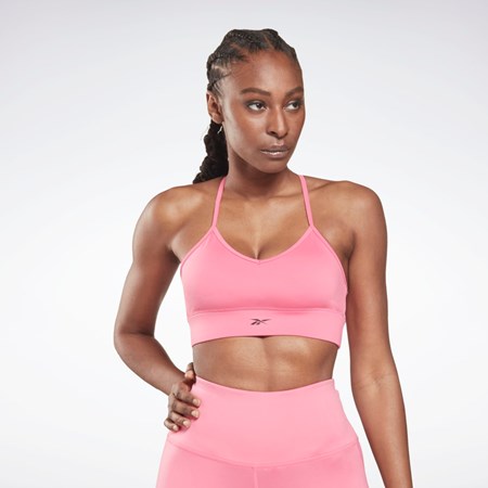 True Pink Reebok Workout Ready Sports Bra | H65613